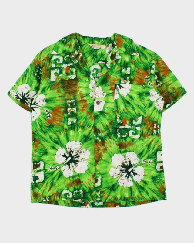 Vintage 1960s Royal Hawaiian Made In USA Heavyweight Coconut Cloth Floral Aloha Shirt - L made by Rokit