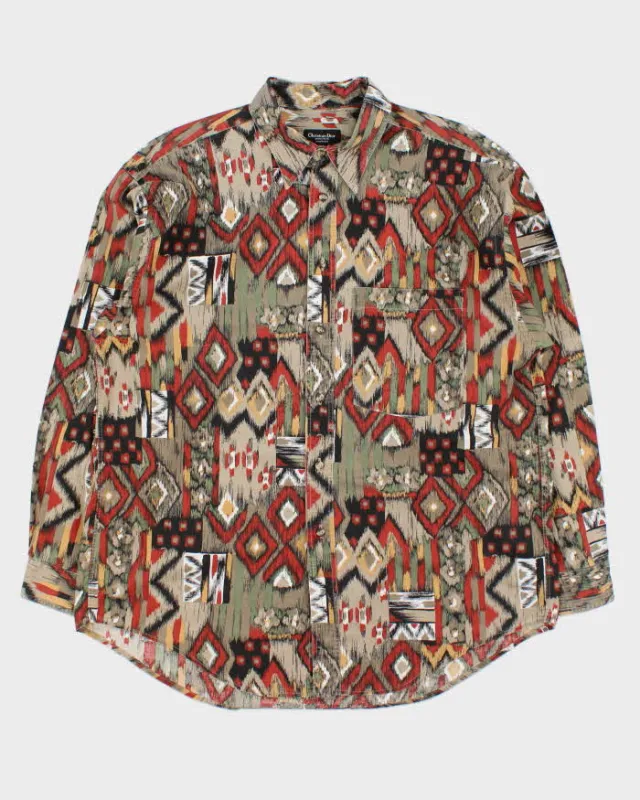 Vintage 1980s Christian Dior Monsieur Aztec Patterned Long Sleeve Shirt - L sold by Rokit