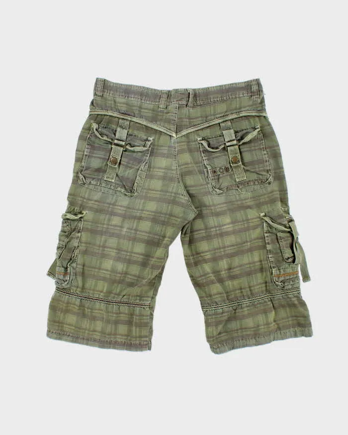 Vintage Y2K 00s SN.BW Khaki Plaid Canvas Cargo Shorts - W32 sold by Rokit product image thumbnail 2