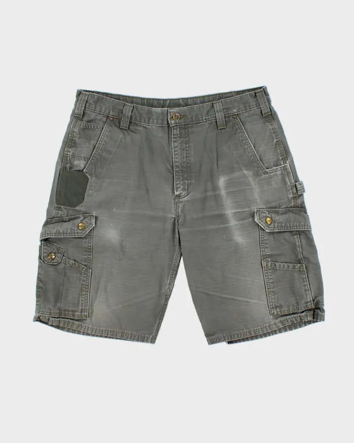 Vintage Carhartt B357 Moss Canvas Relaxed Fit Distressed Carpenter Shorts - W36 sold by Rokit