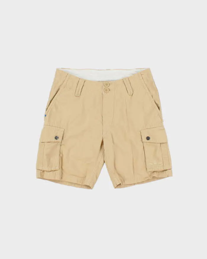 Vintage Y2K Adidas Originals Desert Khaki Embroidered Canvas Cargo Shorts - W29 sold by Rokit