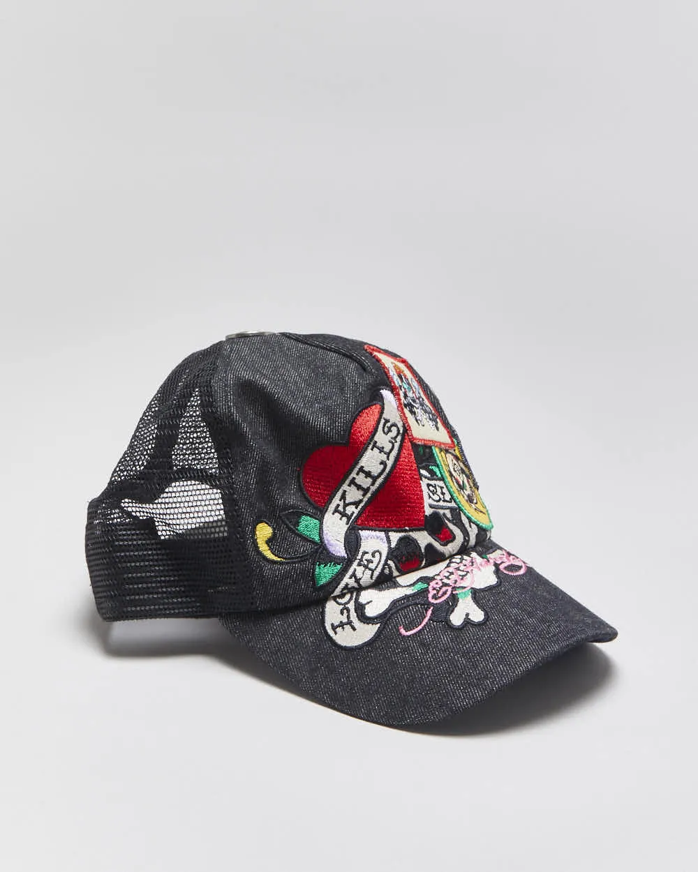 Vintage Y2K 00s Ed Hardy Patch Denim Trucker Cap - OS sold by Rokit