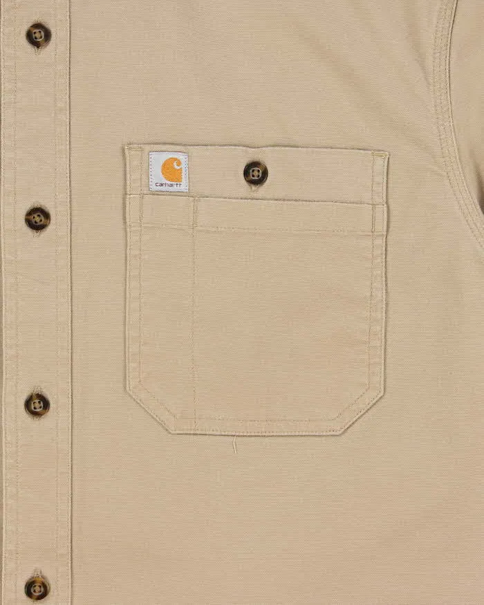 Vintage Carhartt Tan Heavyweight Relaxed Fit Short Sleeve Workwear Shirt - L sold by Rokit product image thumbnail 4