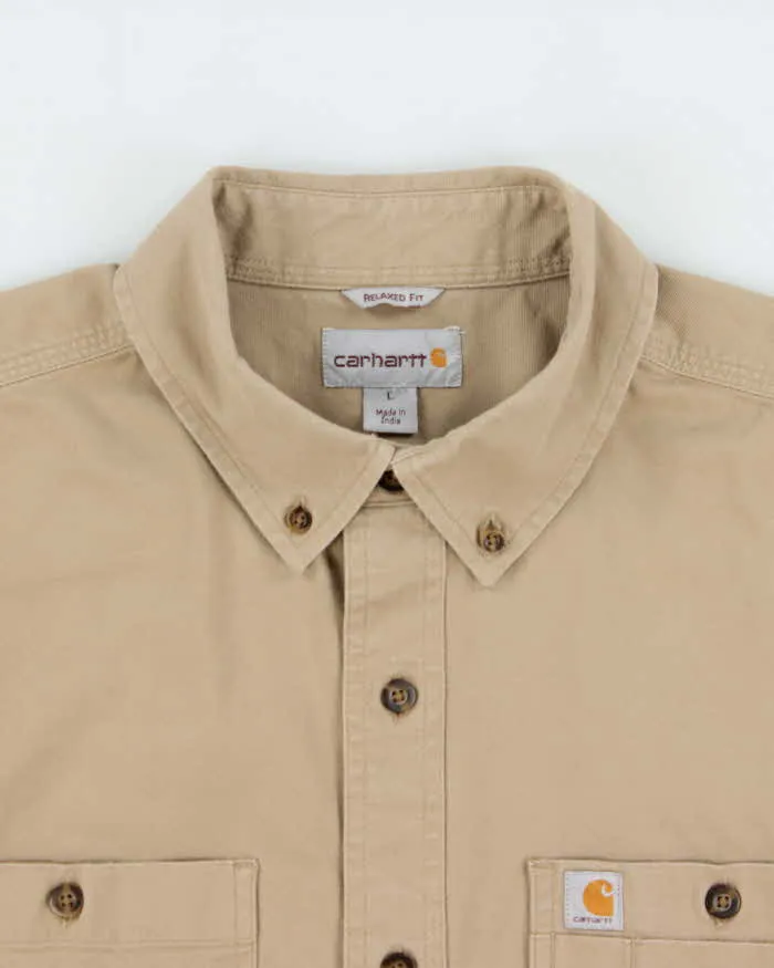 Vintage Carhartt Tan Heavyweight Relaxed Fit Short Sleeve Workwear Shirt - L sold by Rokit product image thumbnail 5