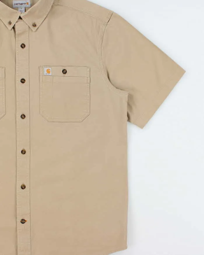 Vintage Carhartt Tan Heavyweight Relaxed Fit Short Sleeve Workwear Shirt - L sold by Rokit product image thumbnail 3