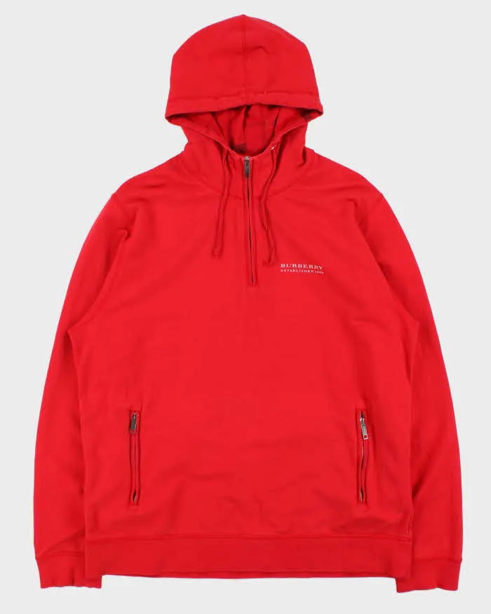 Vintage Y2K 00s Burberry Buffalo Plaid Quarter-Zip Pullover Hoodie - L sold by Rokit