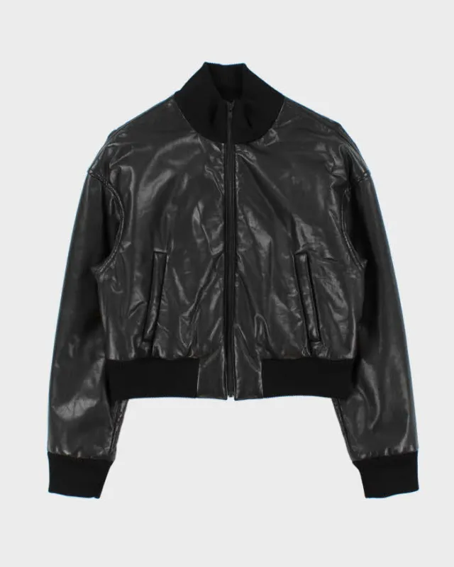 Vintage DKNY Women's Oversized Boxy Lamb Leather Bomber Jacket - M made by DKNY