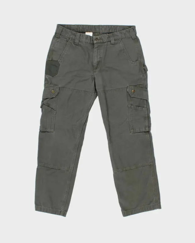 Vintage Carhartt B342 Moss RipStop Cargo Double Knee Canvas Relaxed Fit Carpenter Trousers - W34 L29 made by Carhartt