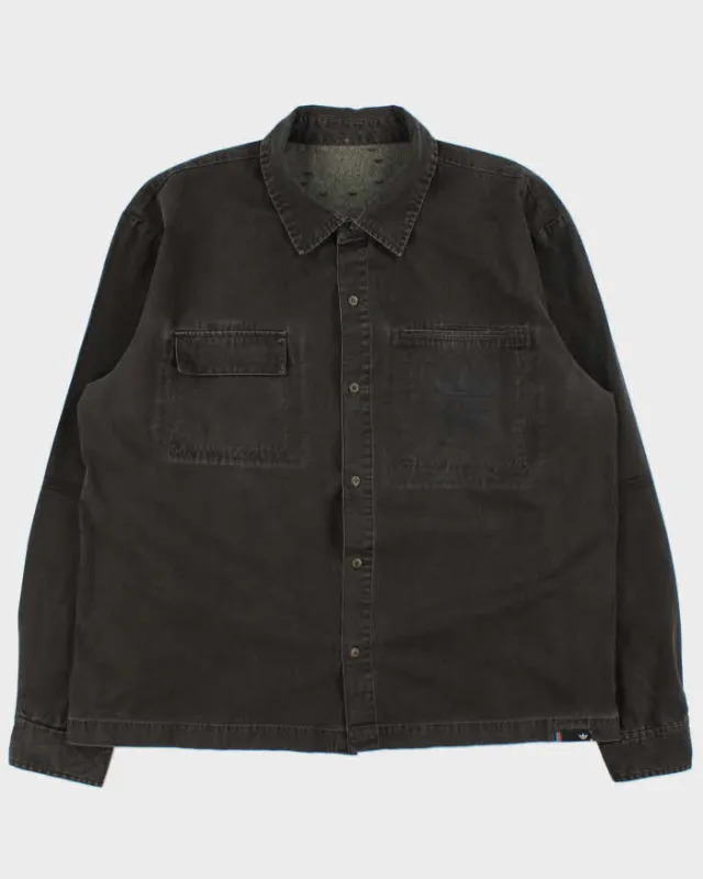 Vintage 2004 Adidas Originals Big City Embroidered Long Sleeve Canvas Denim Shirt - XL made by Adidas