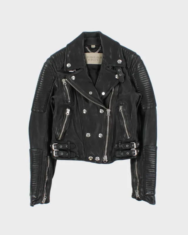 AW2015 Burberry Brit Prosum Loseley Runway Women's Lamb Leather Iconic Cafe Racer Biker Jacket - S made by Burberry