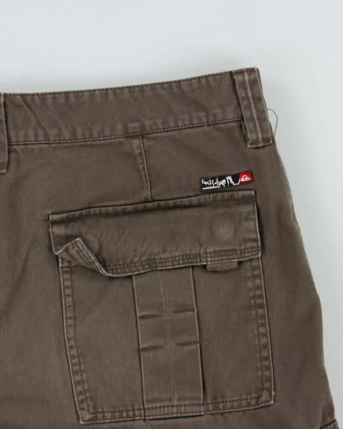 Vintage Y2K 00s Quiksilver Khaki Loose Fit Canvas Cargo Shorts - W34 sold by Rokit product image thumbnail 4