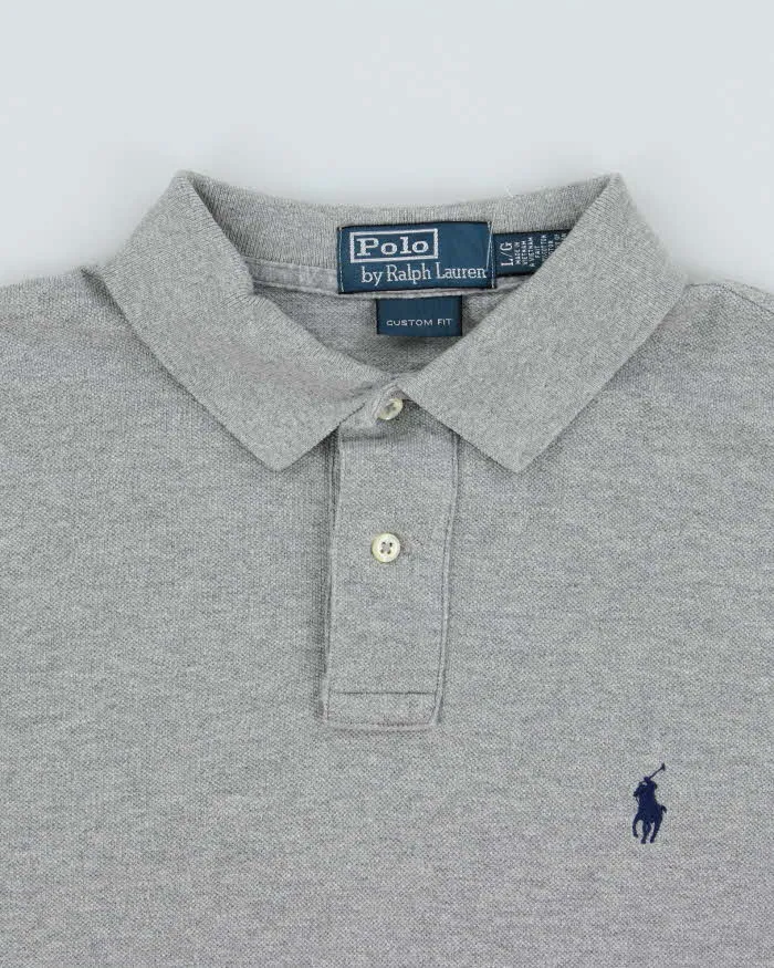 Vintage Y2K 00s Polo Ralph Lauren Marl Grey Classic Fit Long Sleeve Polo Shirt - L sold by Rokit product image thumbnail 5