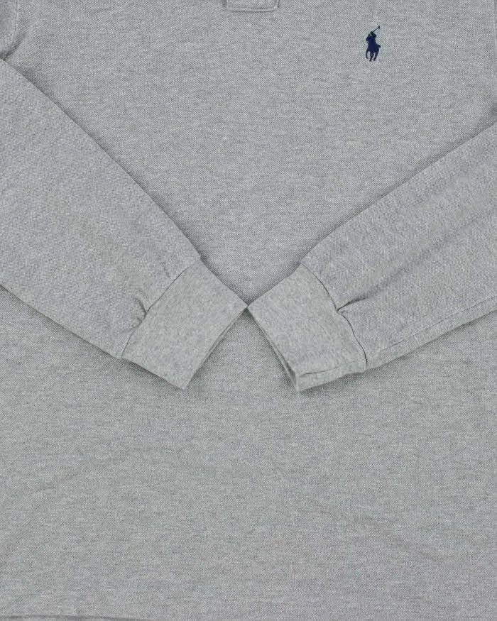 Vintage Y2K 00s Polo Ralph Lauren Marl Grey Classic Fit Long Sleeve Polo Shirt - L sold by Rokit product image thumbnail 4