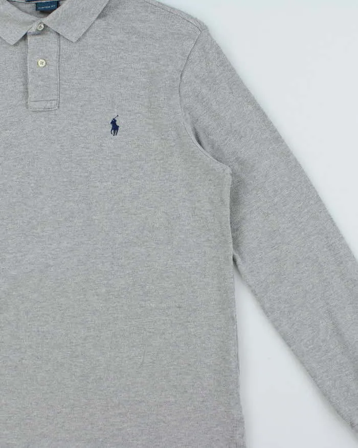 Vintage Y2K 00s Polo Ralph Lauren Marl Grey Classic Fit Long Sleeve Polo Shirt - L sold by Rokit product image thumbnail 3