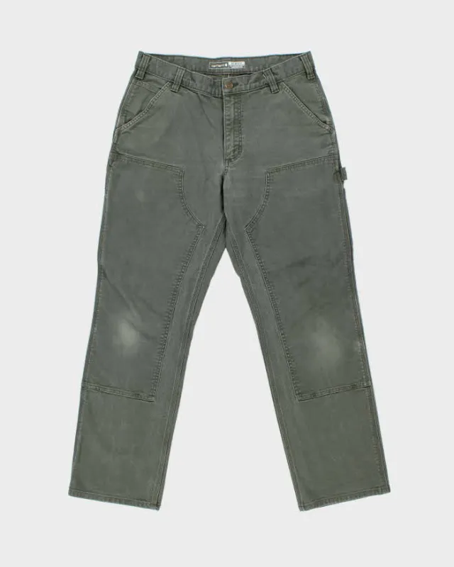Vintage Carhartt BN3 Moss Double Knee Canvas Rugged Flex Relaxed Fit Carpenter Trousers - W34 L30 made by Carhartt