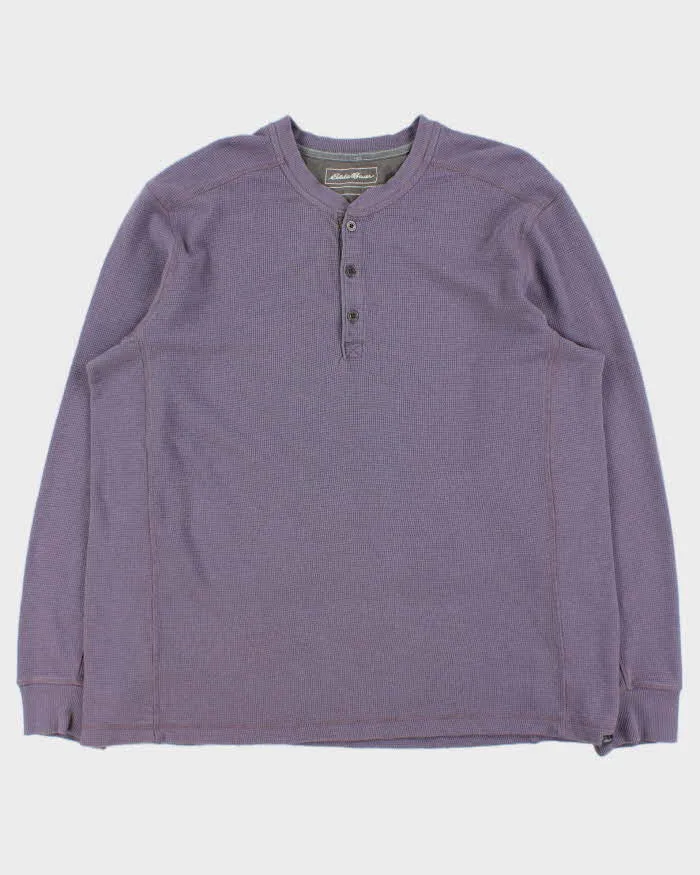 Vintage Eddie Bauer Heavyweight Lavender Long Sleeve Waffle T-Shirt - XL sold by Rokit