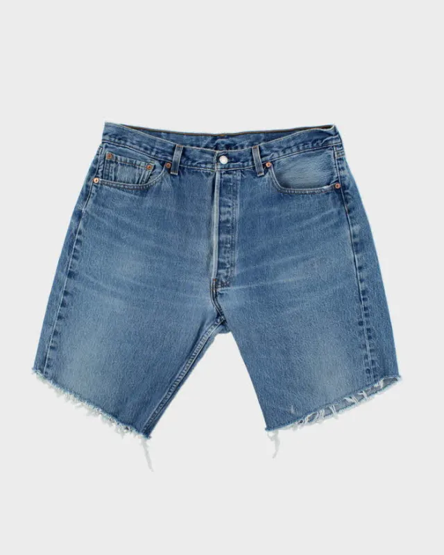 Vintage 1999 Levi's 501 Red Batwing Made In USA Denim Shorts - W34 made by Levi's