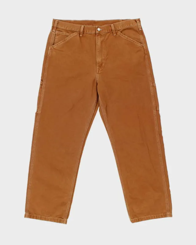Vintage Levi's Heavyweight Water-Less Tan Wide Leg Workwear Carpenter Trousers - W36 L30 made by Levi's