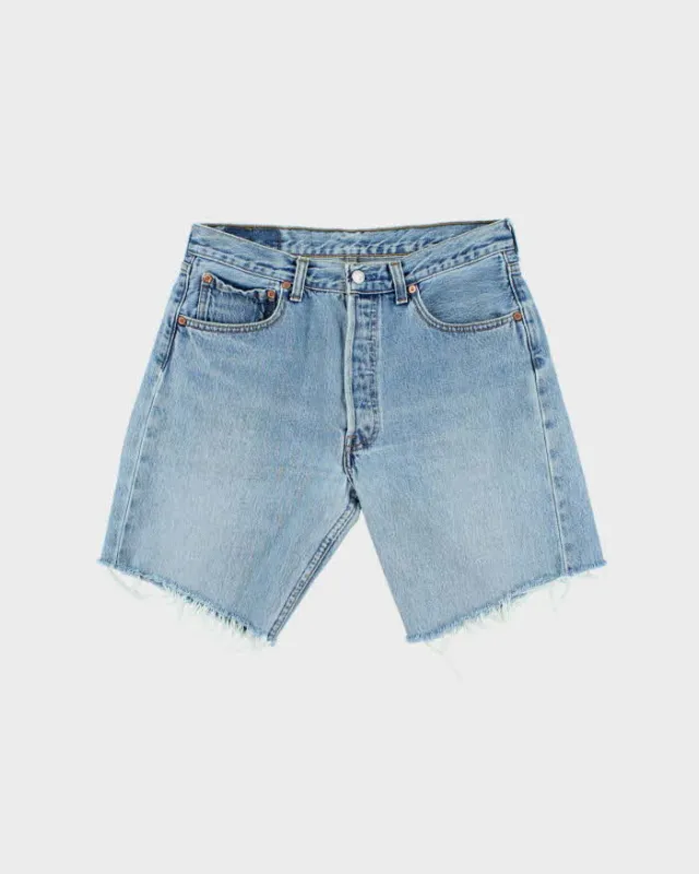 Vintage 1996 Levi's 501 Red Batwing Made In USA Light Wash Denim Shorts - W32 made by Levi's