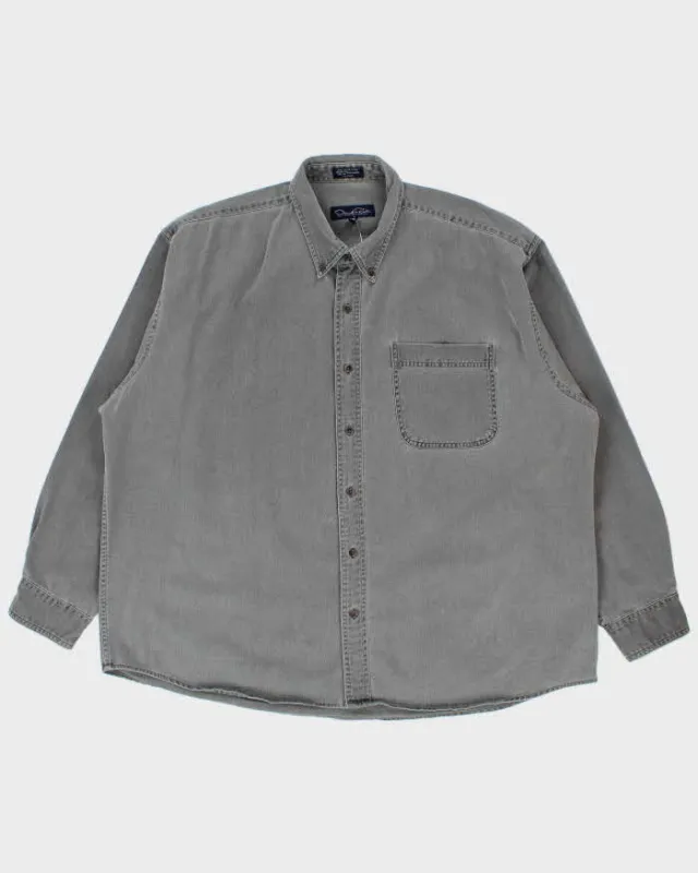 Vintage 1990s Oscar De La Renta Stonewash Denim Long Sleeve Shirt - XXL made by Oscar de la Renta
