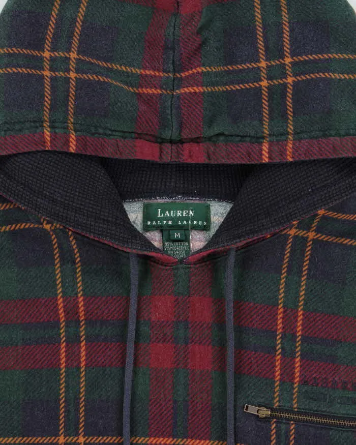 Vintage 1990s Lauren Ralph Lauren Women's Tartan Oversized Pullover Hoodie - M sold by Rokit product image thumbnail 5
