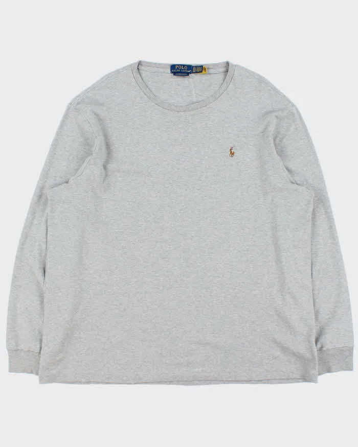Vintage Polo Ralph Lauren Marl Grey Custom Slim Fit Long Sleeve T-Shirt - XXL sold by Rokit
