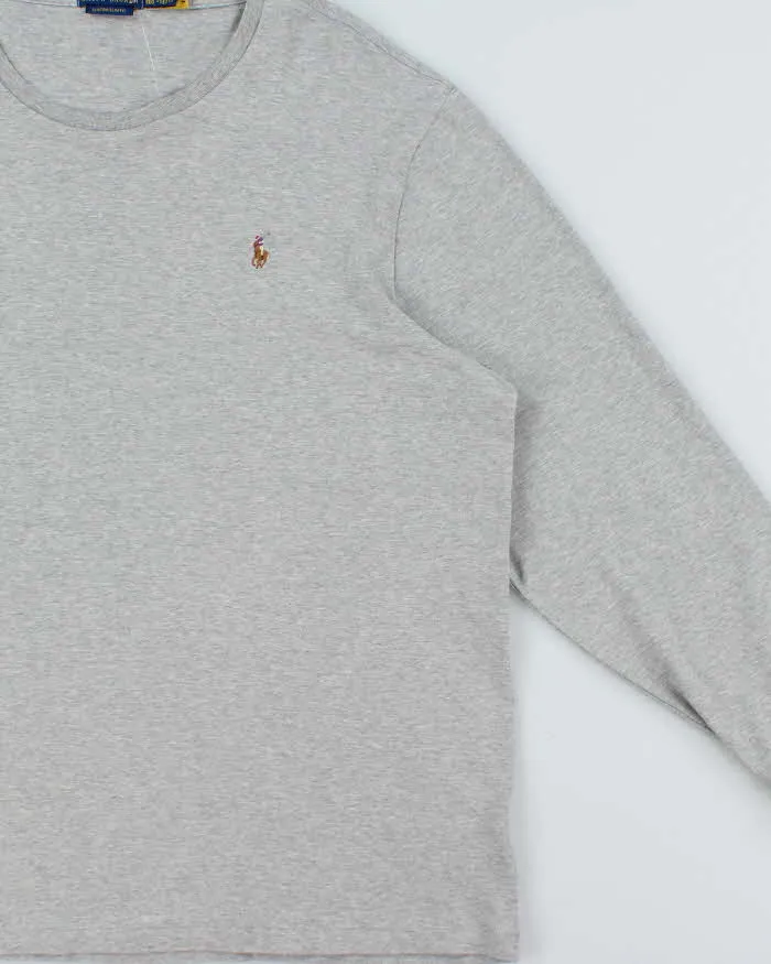 Vintage Polo Ralph Lauren Marl Grey Custom Slim Fit Long Sleeve T-Shirt - XXL sold by Rokit product image thumbnail 3
