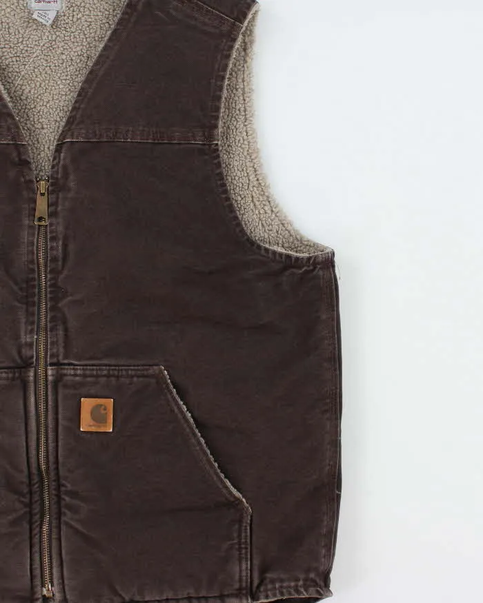 Vintage Carhartt V26 Sandstone Duck Canvas Sherpa Lined Rugged Workwear Gilet - L sold by Rokit product image thumbnail 3