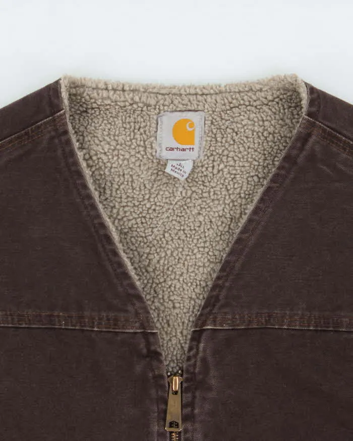 Vintage Carhartt V26 Sandstone Duck Canvas Sherpa Lined Rugged Workwear Gilet - L sold by Rokit product image thumbnail 5