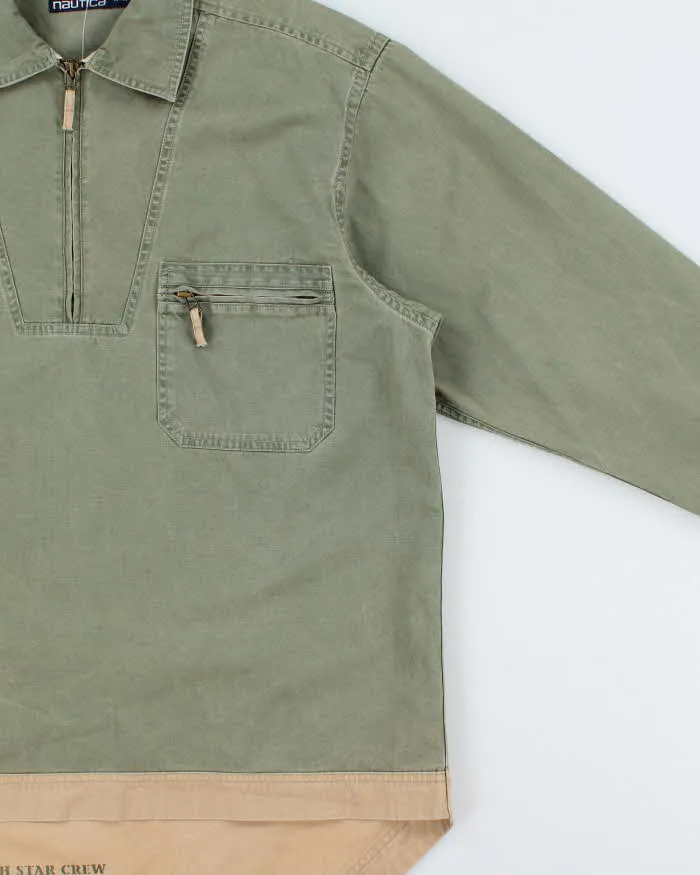Vintage Y2K 00s Nautica Khaki Quarter-Zip Canvas Oversized Pullover Shirt - M sold by Rokit product image thumbnail 3