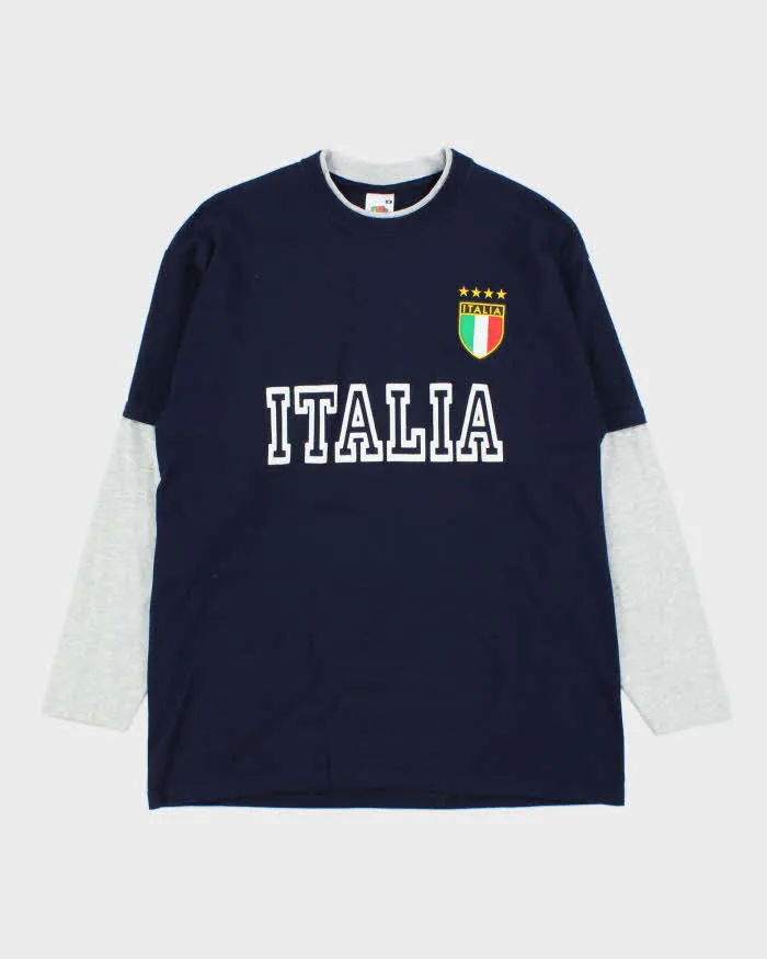 Vintage Y2K 00s Italia Futbol Double Layer Long Sleeve T-Shirt - M sold by Rokit