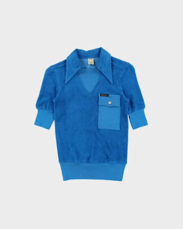 DSWT 1970s Pooh Jeans Soft Line Towelling Polo Shirt - XS made by Rokit