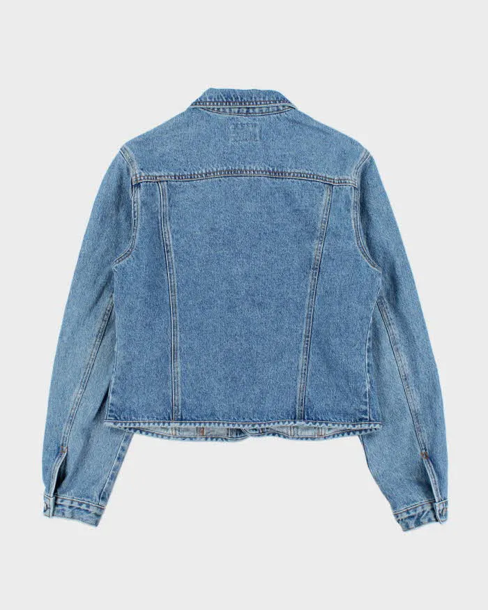 Vintage 1990s Calvin Klein Women's Medium Wash Cropped Denim Jacket - L sold by Rokit product image thumbnail 2