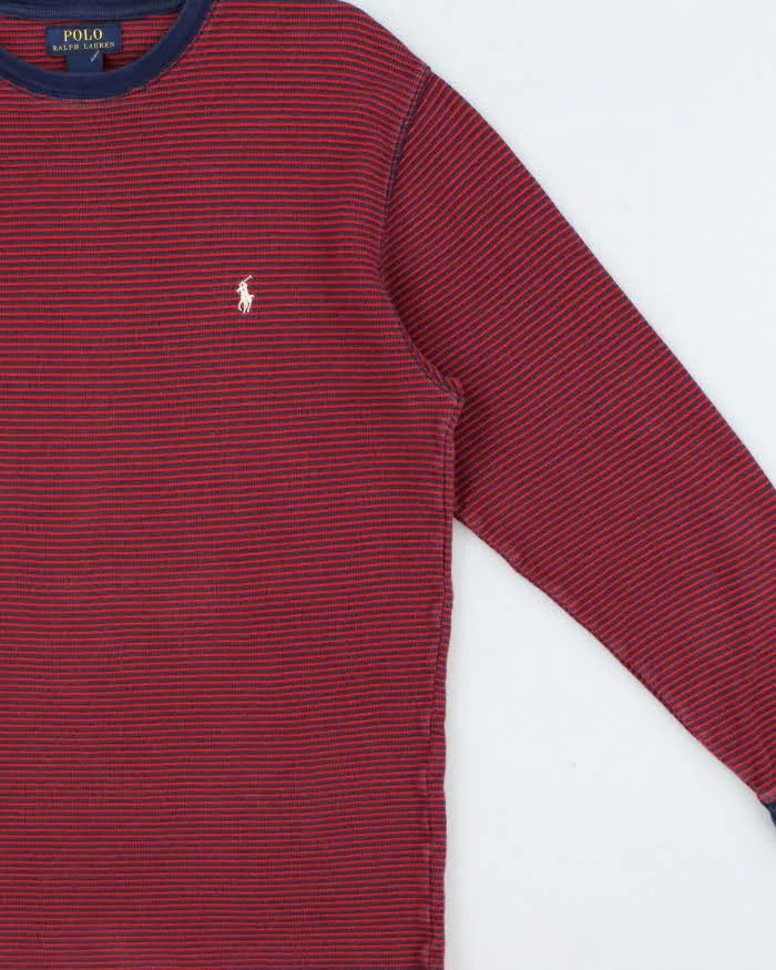 Vintage Polo Ralph Lauren Striped Long Sleeve Waffle T-Shirt - L sold by Rokit product image thumbnail 3