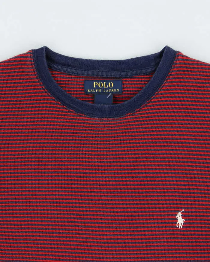 Vintage Polo Ralph Lauren Striped Long Sleeve Waffle T-Shirt - L sold by Rokit product image thumbnail 5