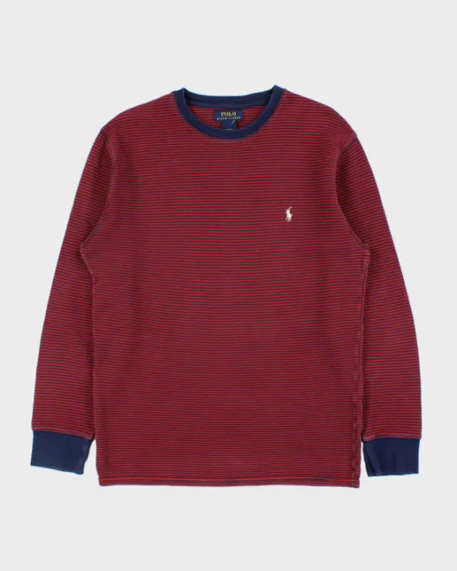 Vintage Polo Ralph Lauren Striped Long Sleeve Waffle T-Shirt - L made by Ralph Lauren