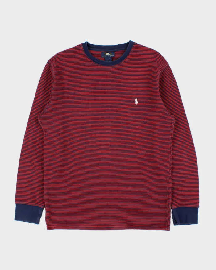 Vintage Polo Ralph Lauren Striped Long Sleeve Waffle T-Shirt - L sold by Rokit