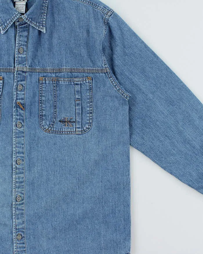 Vintage 1990s Calvin Klein Embroidered Long Sleeve Denim Shirt - S sold by Rokit product image thumbnail 3