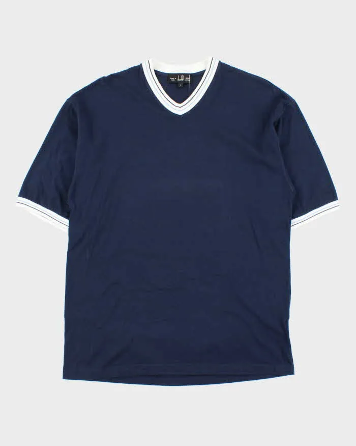 Vintage Y2K 00s Dunhill V-Neck Ribbed Cuff T-Shirt - L sold by Rokit