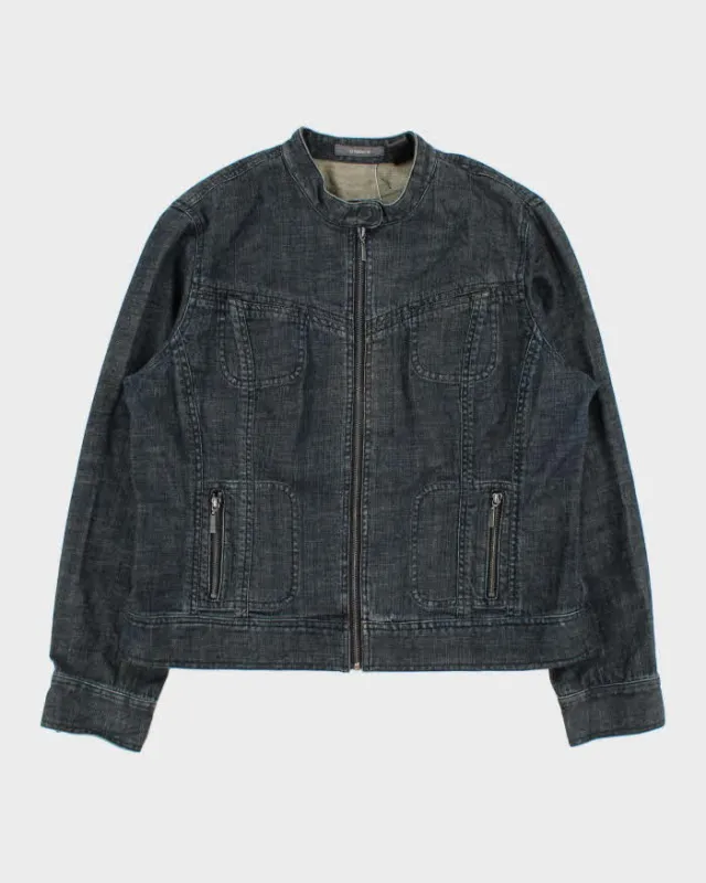 Vintage Y2K 00s Liz Claiborne Women's Raw Denim Cafe Racer Moto Jacket - XL made by Rokit