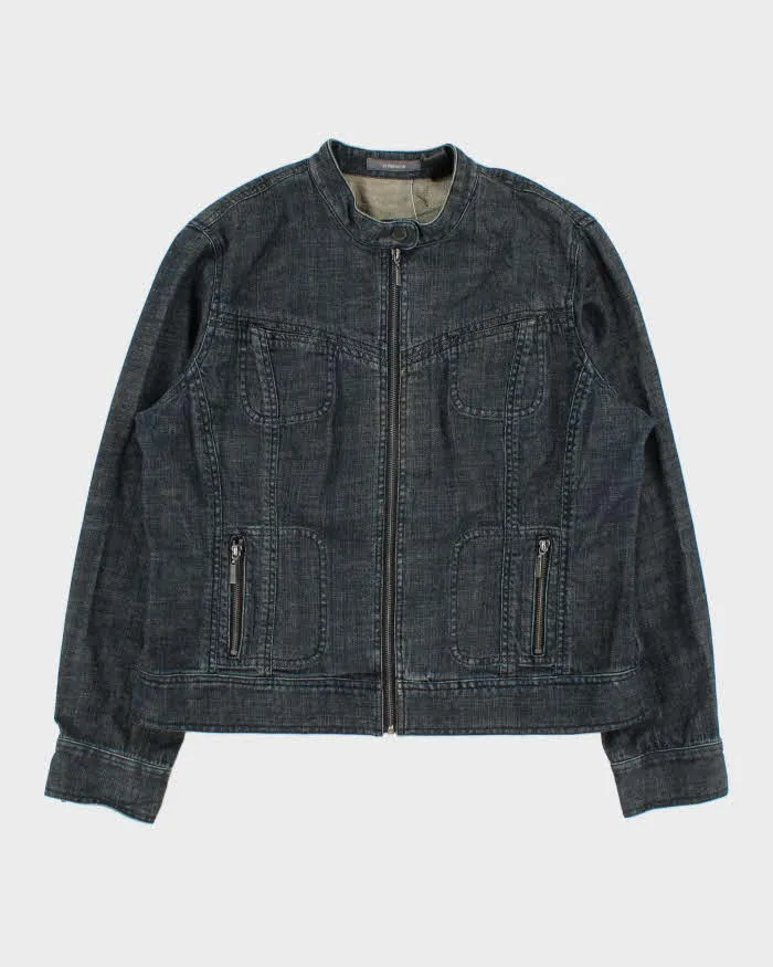 Vintage Y2K 00s Liz Claiborne Women's Raw Denim Cafe Racer Moto Jacket - XL sold by Rokit