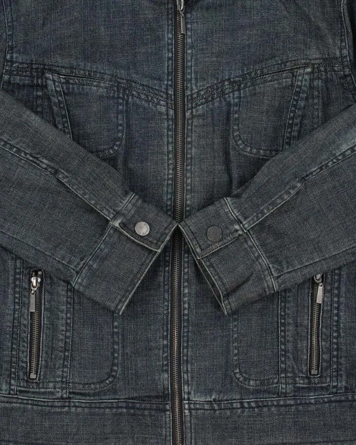 Vintage Y2K 00s Liz Claiborne Women's Raw Denim Cafe Racer Moto Jacket - XL sold by Rokit product image thumbnail 4