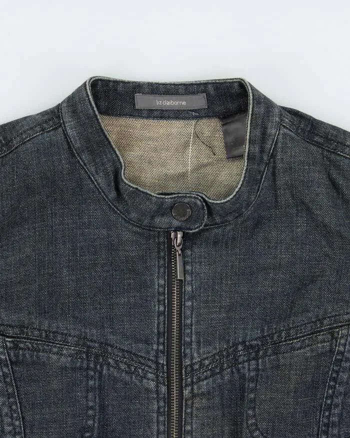 Vintage Y2K 00s Liz Claiborne Women's Raw Denim Cafe Racer Moto Jacket - XL sold by Rokit product image thumbnail 5