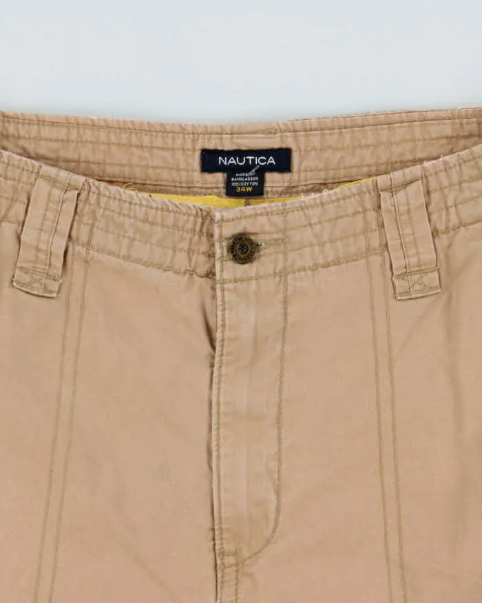 Vintage Y2K 00s Nautica Desert Khaki Canvas Baggy Fit Cargo Shorts - W34 sold by Rokit product image thumbnail 5
