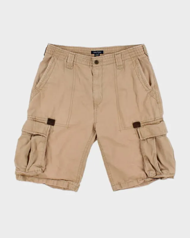 Vintage Y2K 00s Nautica Desert Khaki Canvas Baggy Fit Cargo Shorts - W34 made by Nautica
