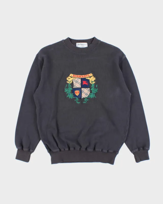 Vintage 1990s Burberry Embroidered Nova Check Crest Crewneck Sweatshirt - S made by Burberry