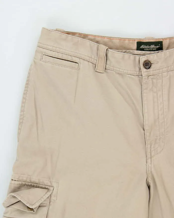 Vintage Eddie Bauer Khaki Utility Fit Heavyweight Wide Leg Workwear Trousers - W34 L32 sold by Rokit product image thumbnail 3