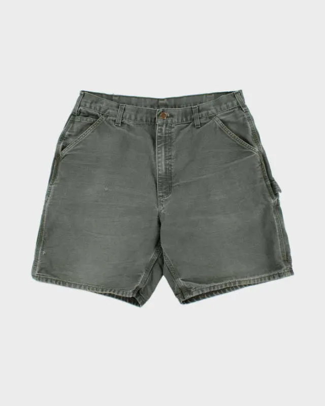 Vintage Y2K 00s Carhartt B25 Moss Duck Canvas Relaxed Fit Carpenter Shorts - W34 made by Carhartt