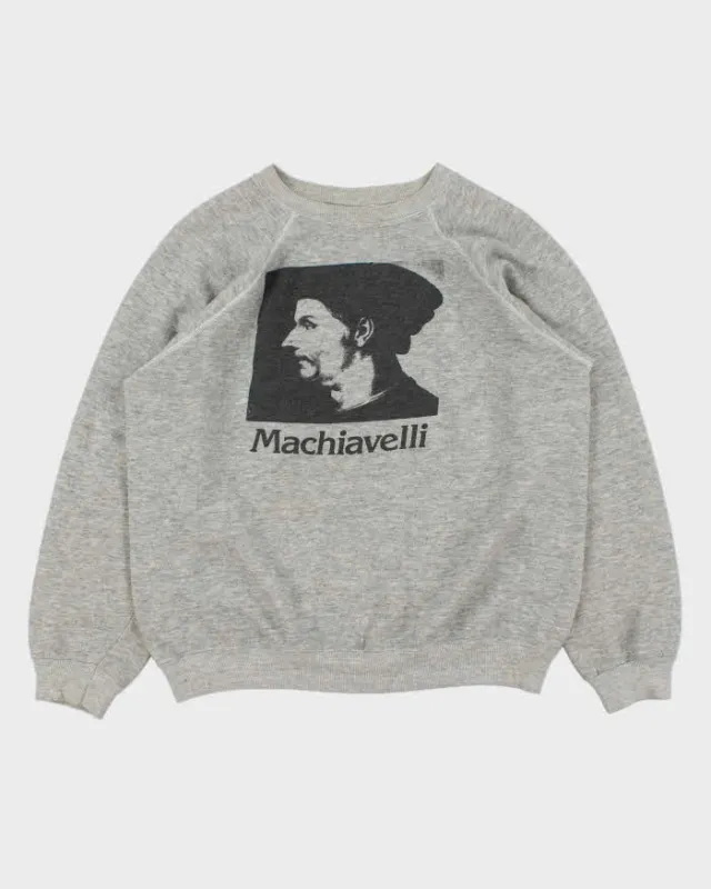 Vintage 1980s Machiavelli Hanes Made In USA Marl Grey Sweatshirt - L made by Rokit