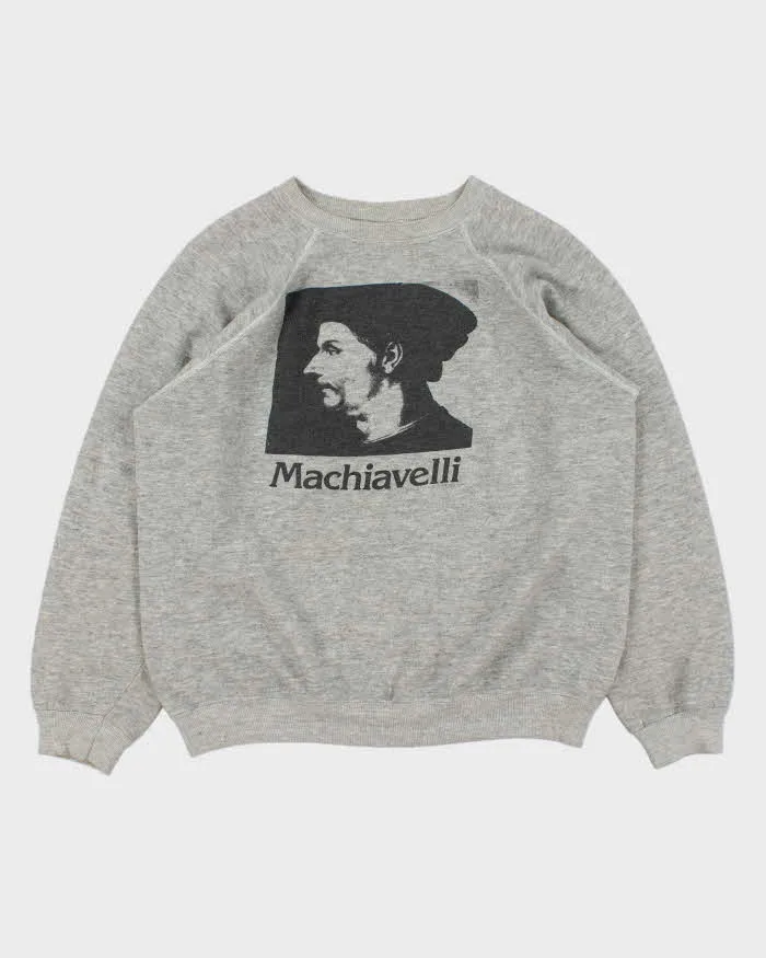 Vintage 1980s Machiavelli Hanes Made In USA Marl Grey Sweatshirt - L sold by Rokit